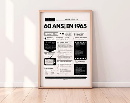 Affiche 60 ans retour en 1965 - Journal de l'année FLTMfrance