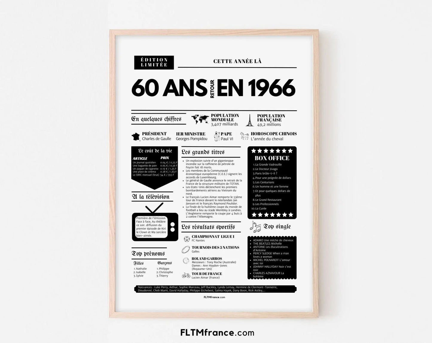 Affiche 60 ans retour en 1966 - Journal de l'année FLTM