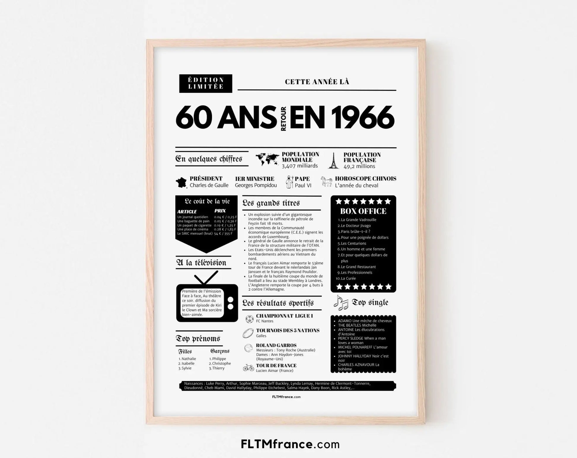 Affiche 60 ans retour en 1966 - Journal de l'année FLTM