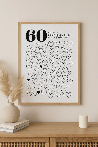 Affiche 60 raisons pour lesquelles nous t'aimons - Livre d'or 60 ans FLTMfrance