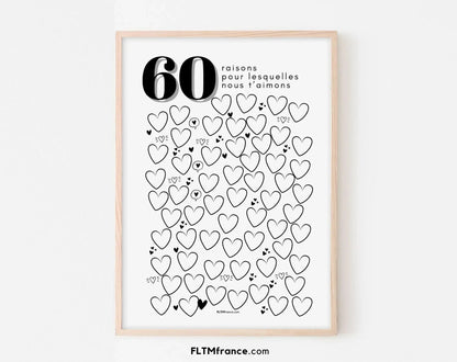 Affiche 60 raisons pour lesquelles nous t'aimons - Livre d'or 60 ans FLTMfrance