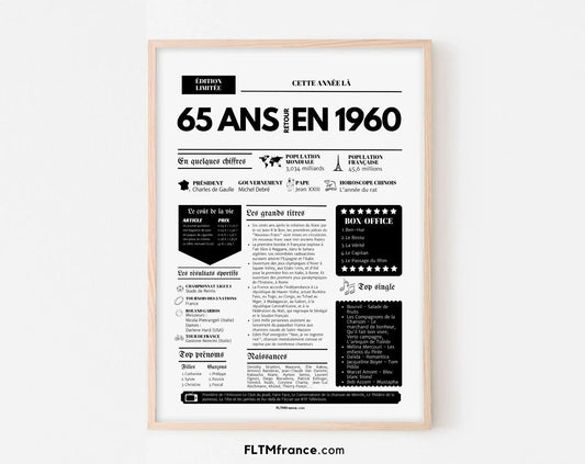 Affiche 65 ans retour en 1960 - Journal de l'année FLTMfrance