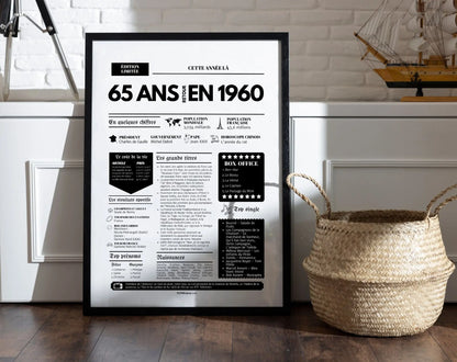 Affiche 65 ans retour en 1960 - Journal de l'année FLTMfrance