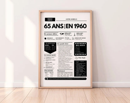 Affiche 65 ans retour en 1960 - Journal de l'année FLTMfrance