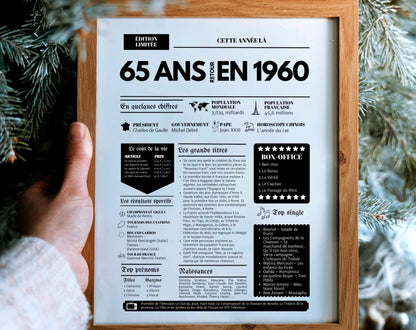 Affiche 65 ans retour en 1960 - Journal de l'année FLTMfrance