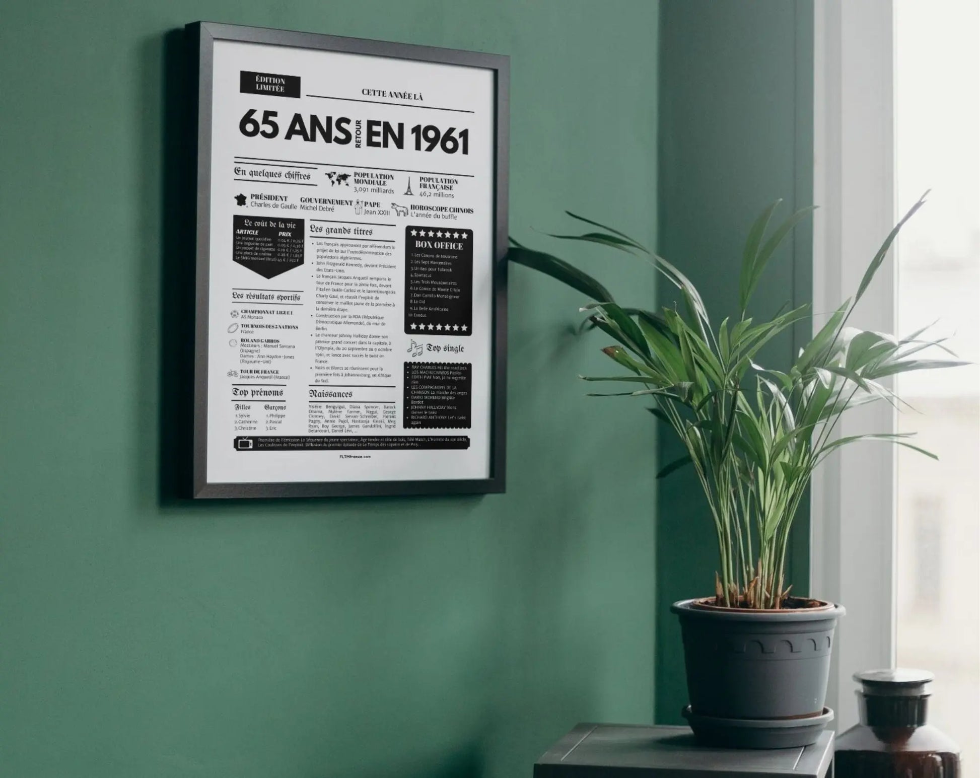 Affiche 65 ans retour en 1961 - Journal de l'année FLTM