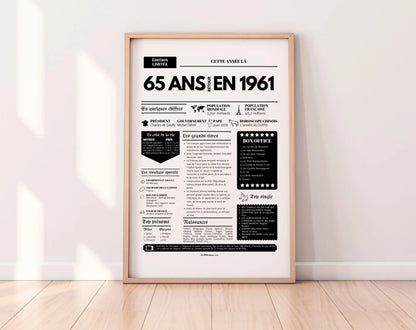 Affiche 65 ans retour en 1961 - Journal de l'année FLTM