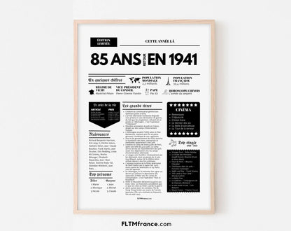 Affiche 85 ans retour en 1941 - Journal de l'année FLTM