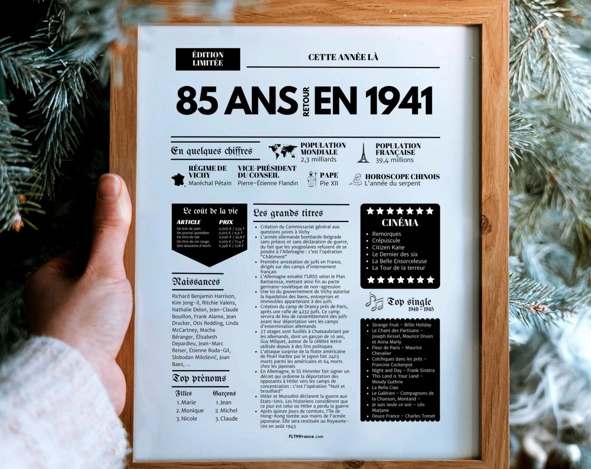 Affiche 85 ans retour en 1941 - Journal de l'année FLTM