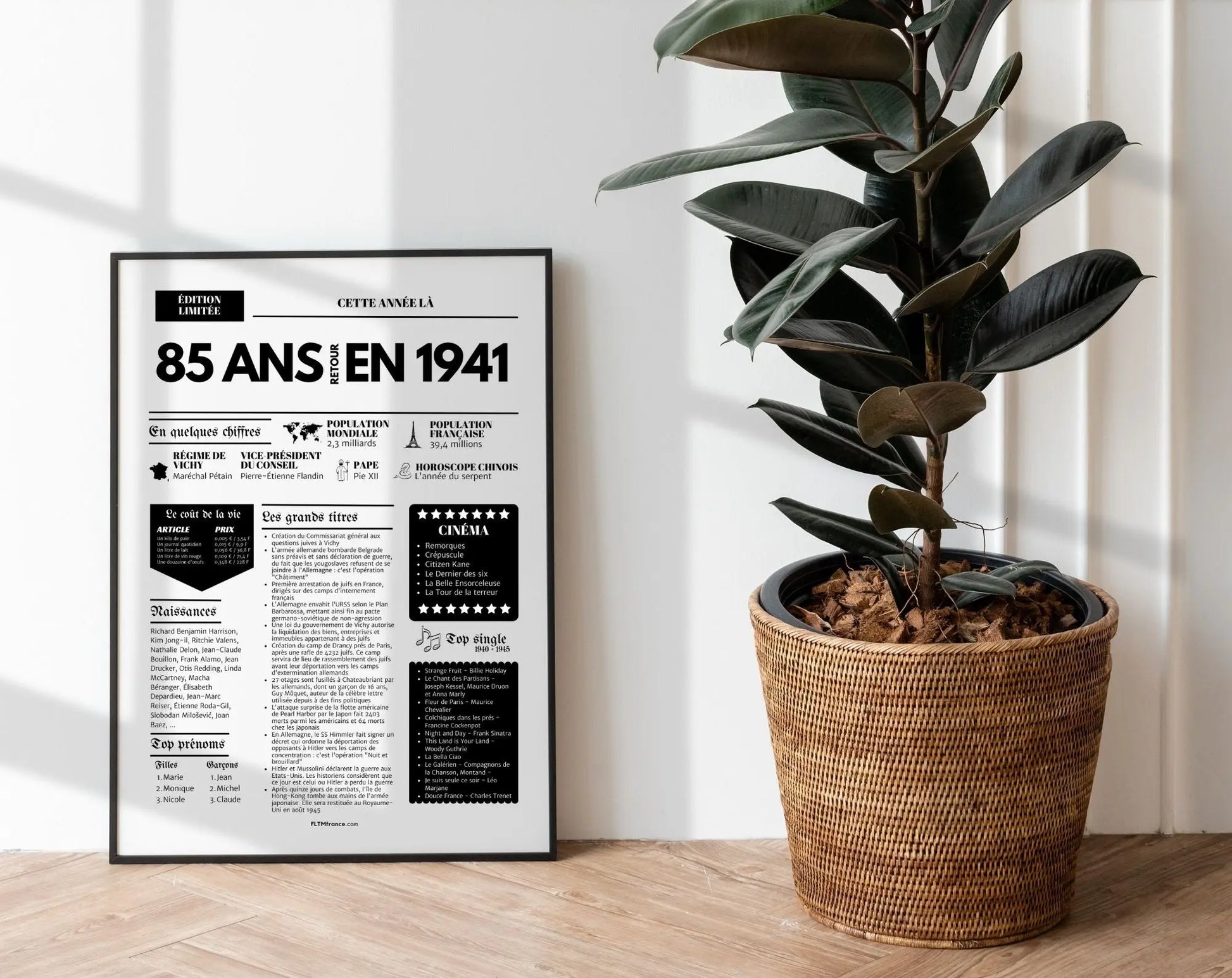Affiche 85 ans retour en 1941 - Journal de l'année FLTM