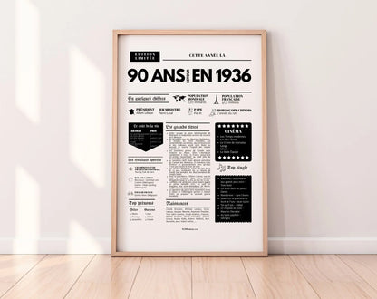 Affiche 90 ans retour en 1936 - Journal de l'année FLTM