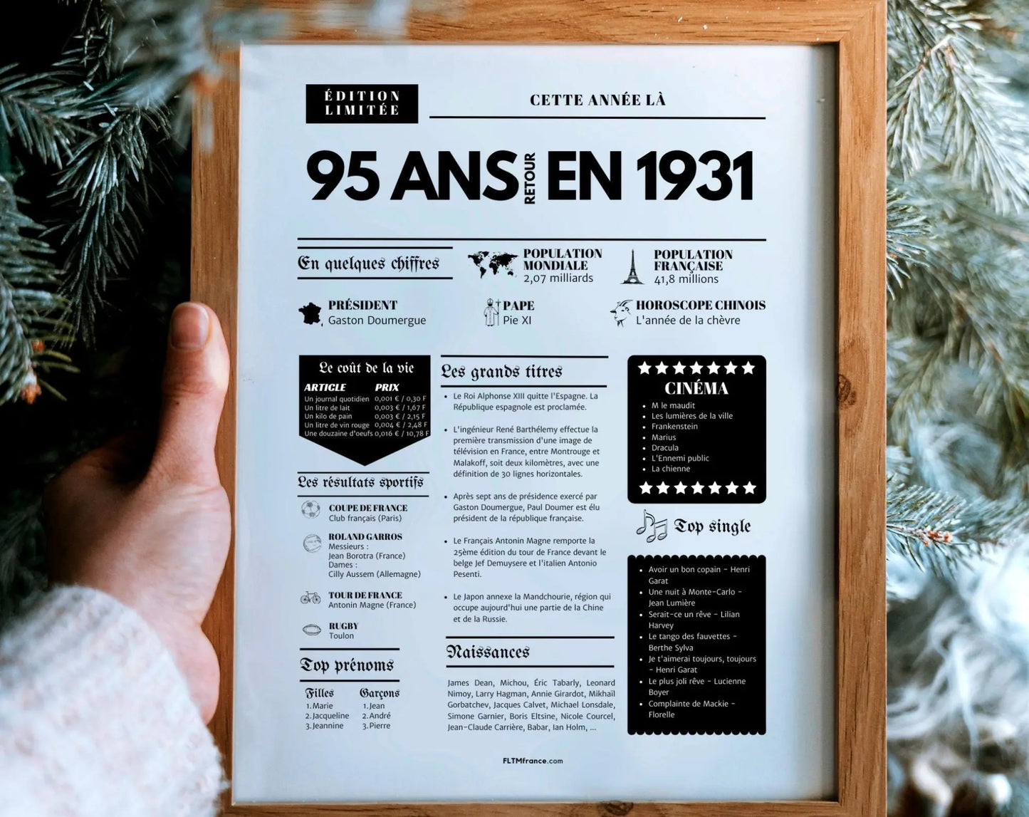 Affiche 95 ans retour en 1931 - Journal de l'année FLTM