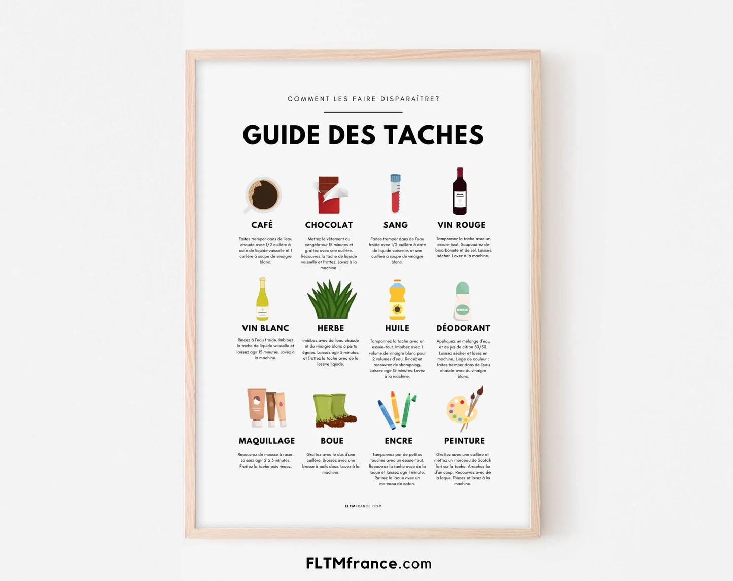 Affiche Colorée Guide d'Élimination des Taches FLTMfrance