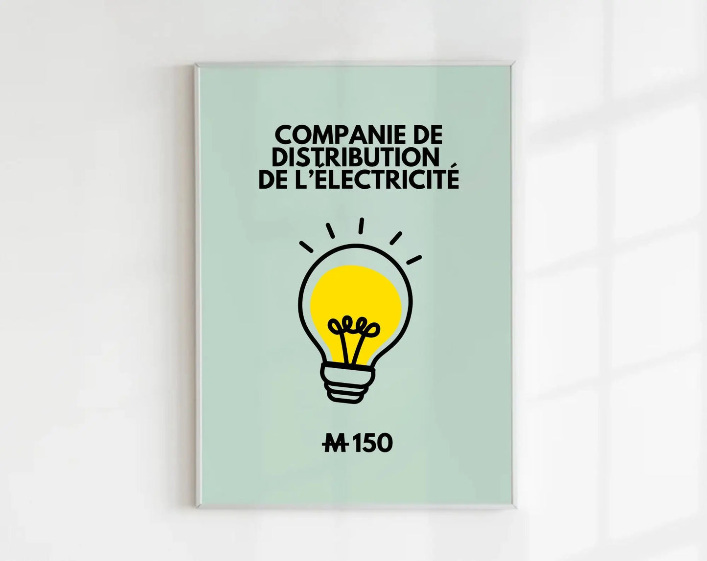 Affiche Compagnie de distribution de l'électricité - Inspirée du jeu Monopoly FLTMfrance