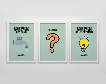 Affiche Compagnie de distribution de l'électricité - Inspirée du jeu Monopoly FLTMfrance