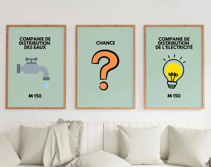 Affiche Compagnie de distribution de l'électricité - Inspirée du jeu Monopoly FLTMfrance