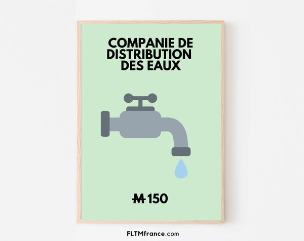 Affiche Compagnie de distribution des eaux - Inspirée du jeu Monopoly