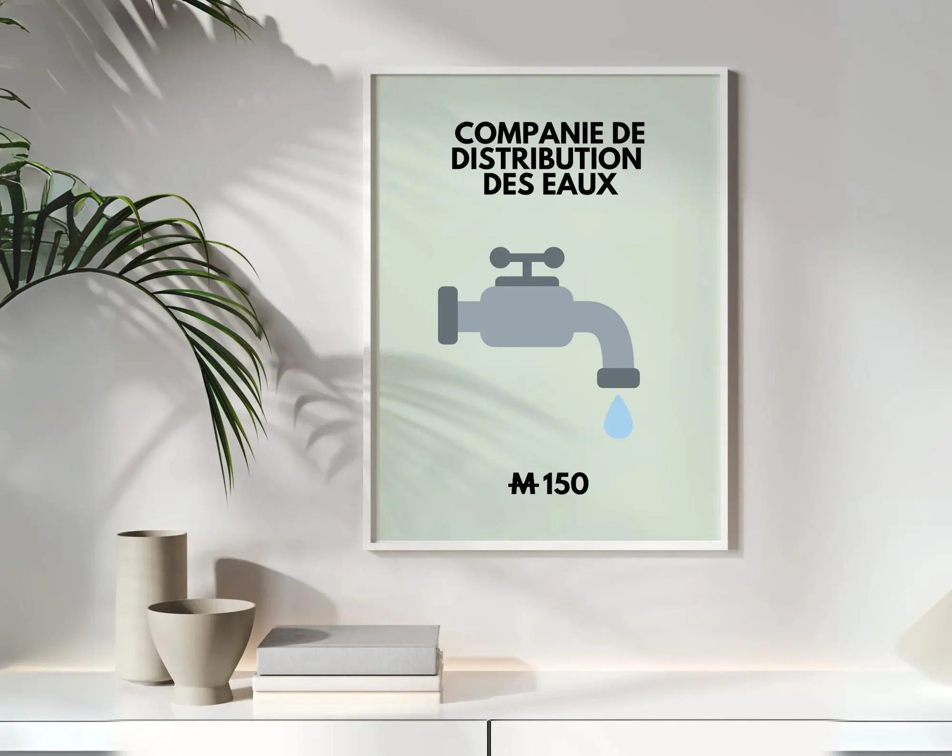 Affiche Compagnie de distribution des eaux - Inspirée du jeu Monopoly FLTMfrance