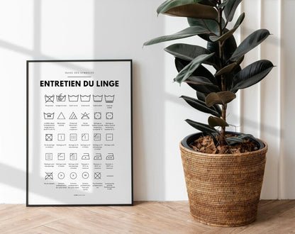 Affiche Entretien du linge - Guide des symboles entretien du linge machine FLTMfrance
