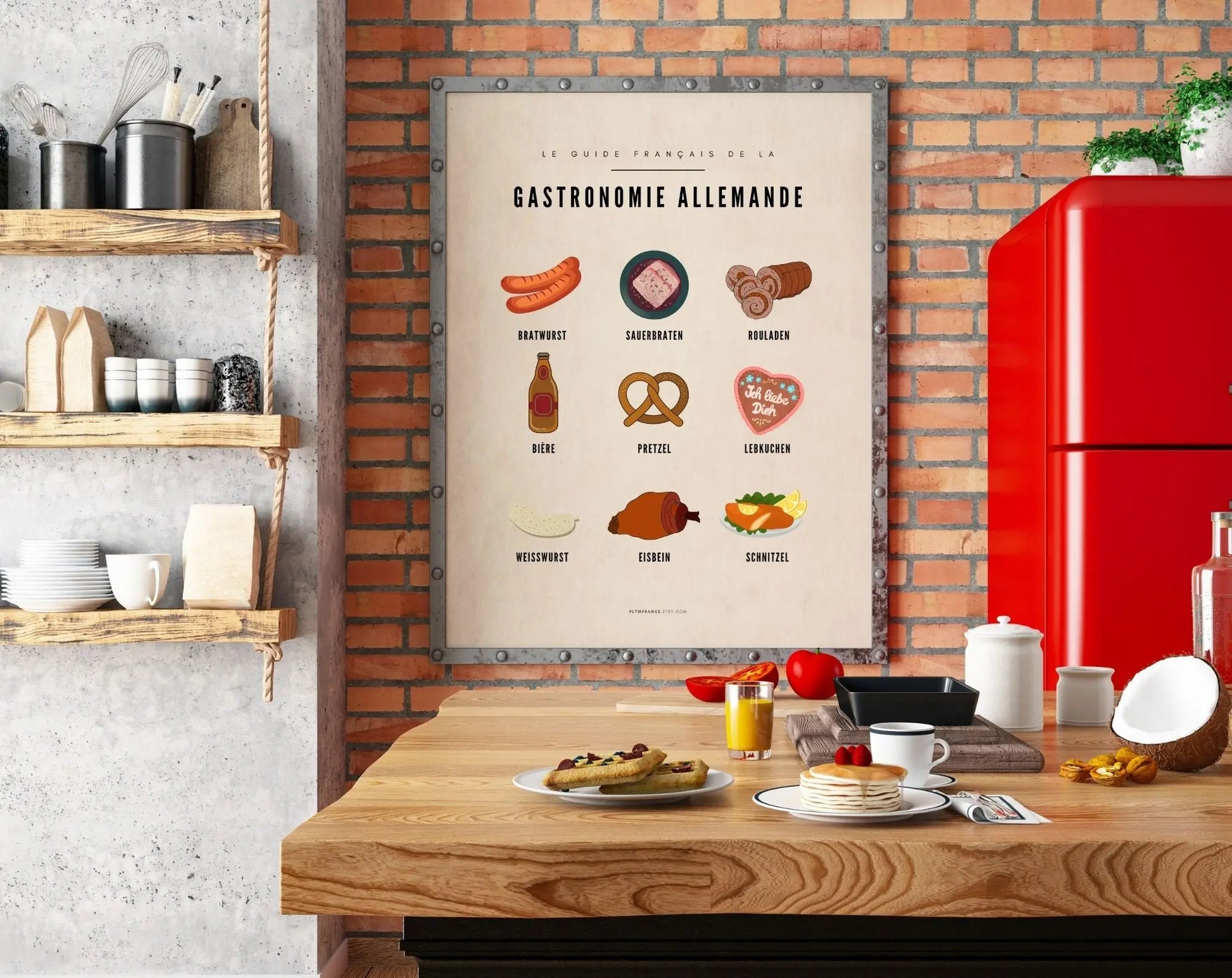 Affiche Guide Gastronomie Allemande - Guide culinaire des spécialités allemandes FLTMfrance