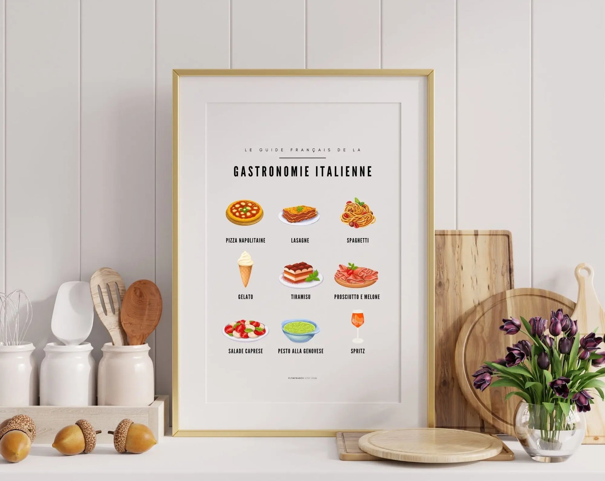 Affiche Guide Gastronomie Italienne - Guide culinaire des spécialités en Italie FLTMfrance
