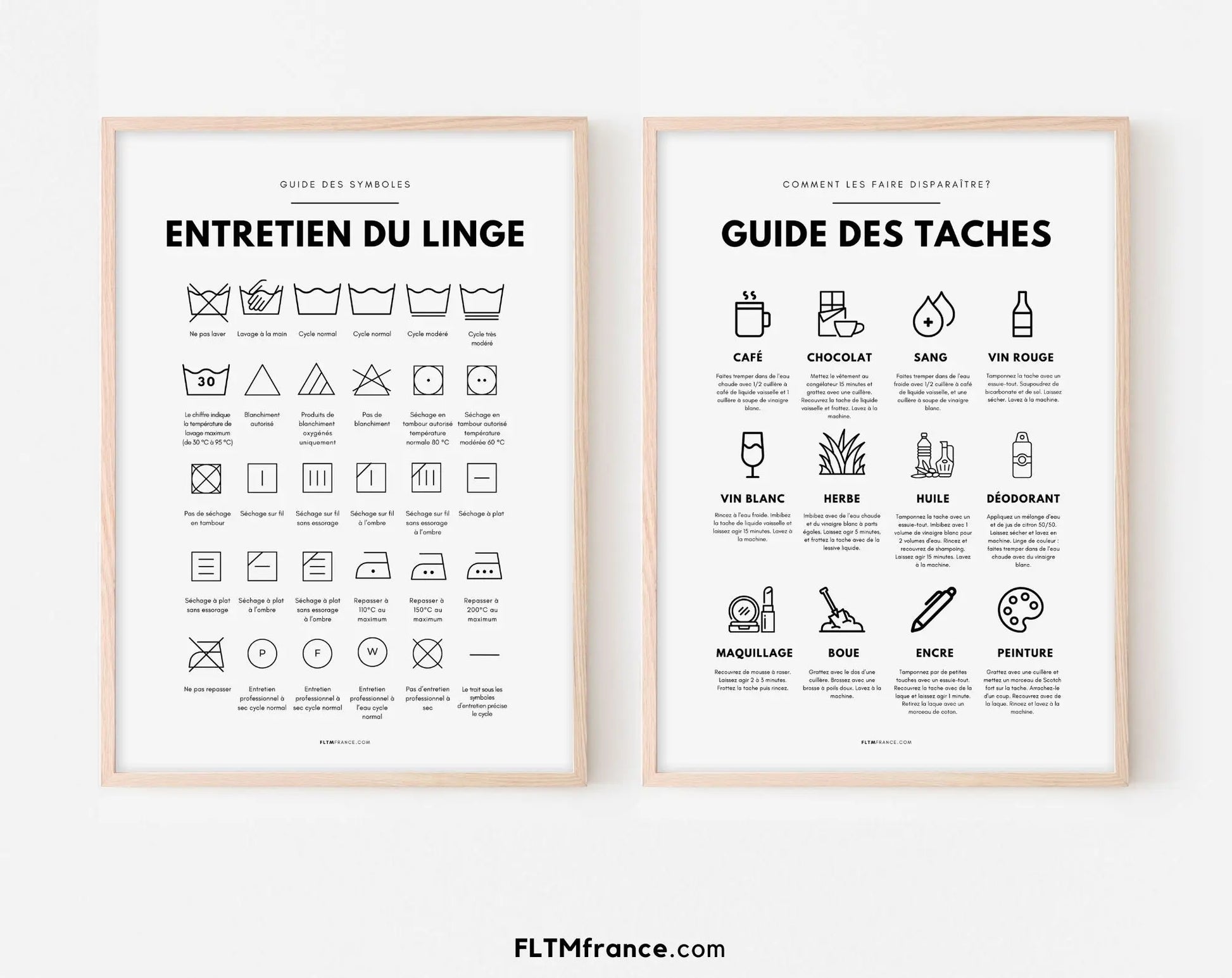 Affiche Guide des taches - Guide d'élimination des tâches sur les vêtements FLTMfrance