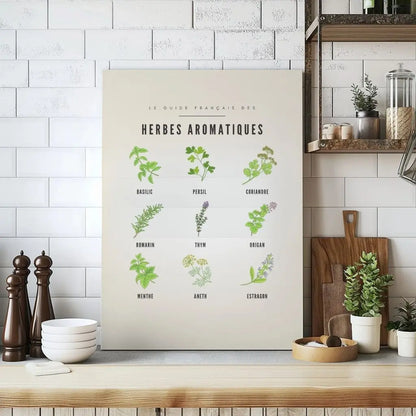 Affiche Herbes aromatiques - Guide des différentes herbes aromatiques et plantes sauvage FLTMfrance