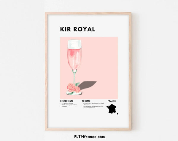 Affiche Kir Royal - Affiche recette de cocktail