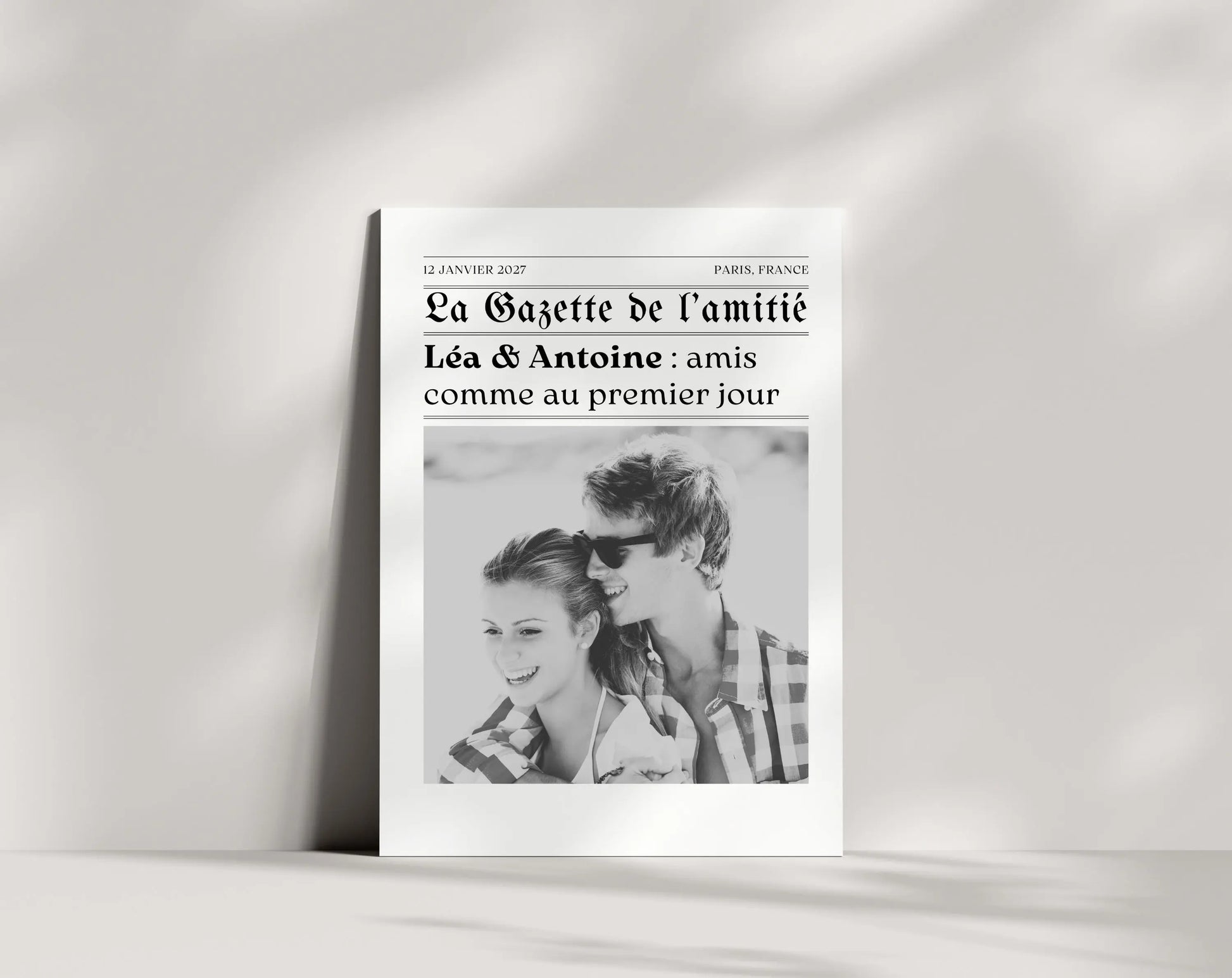 Affiche La Gazette de l'amitié - Poster rétro personnalisé pour meilleure amie FLTMfrance