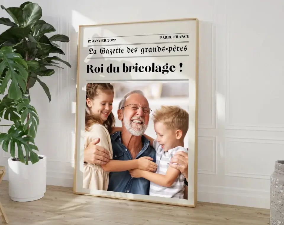 Affiche La Gazette des Grands-pères - Cadeau rétro et personnalisé pour papi FLTMfrance