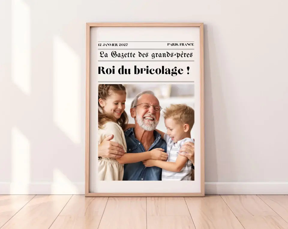 Affiche La Gazette des Grands-pères - Cadeau rétro et personnalisé pour papi FLTMfrance