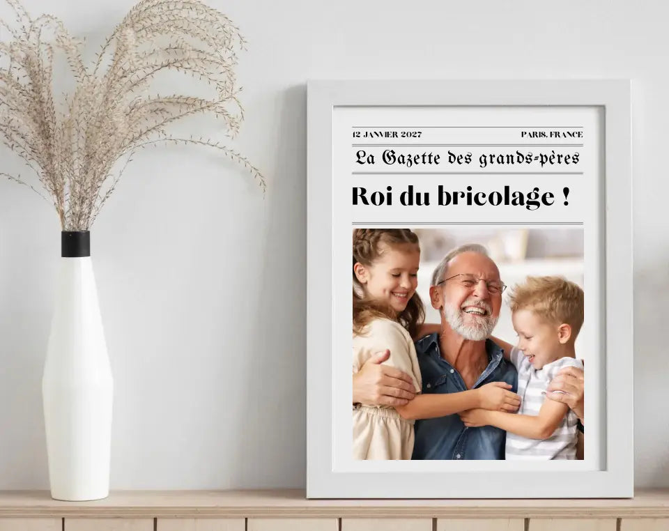 Affiche La Gazette des Grands-pères - Cadeau rétro et personnalisé pour papi FLTMfrance