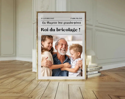 Affiche La Gazette des Grands-pères - Cadeau rétro et personnalisé pour papi FLTMfrance