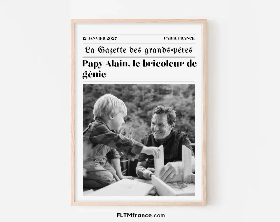 Affiche La Gazette des Grands-pères - Cadeau rétro et personnalisé pour papi FLTMfrance