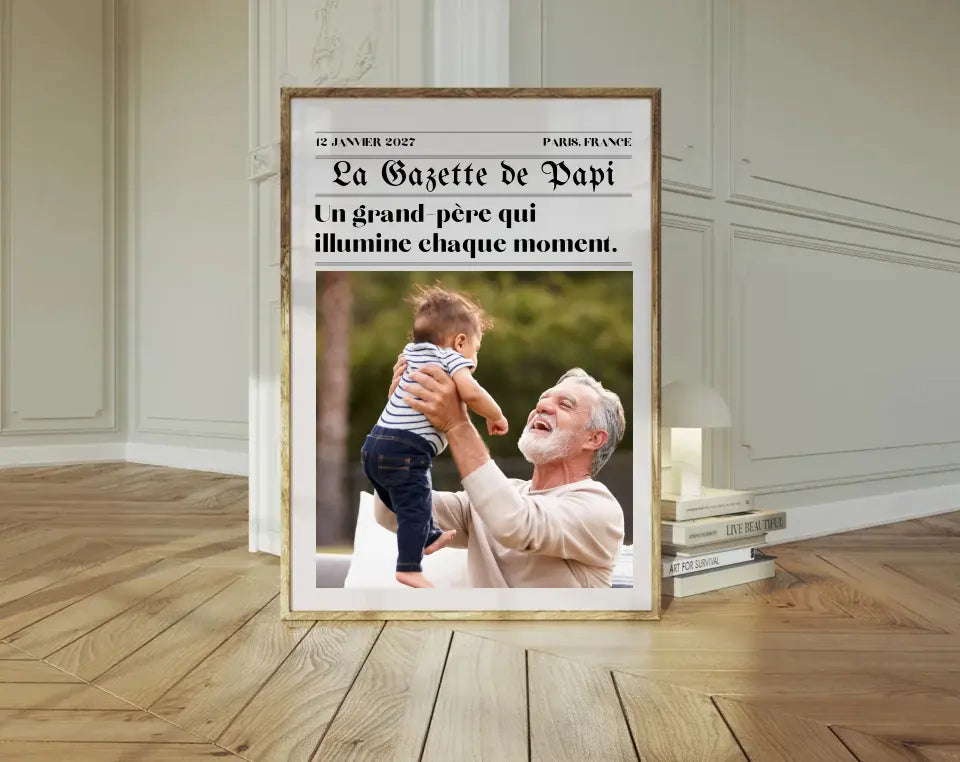 Affiche La Gazette des Grands-pères - Cadeau rétro et personnalisé pour papi FLTMfrance