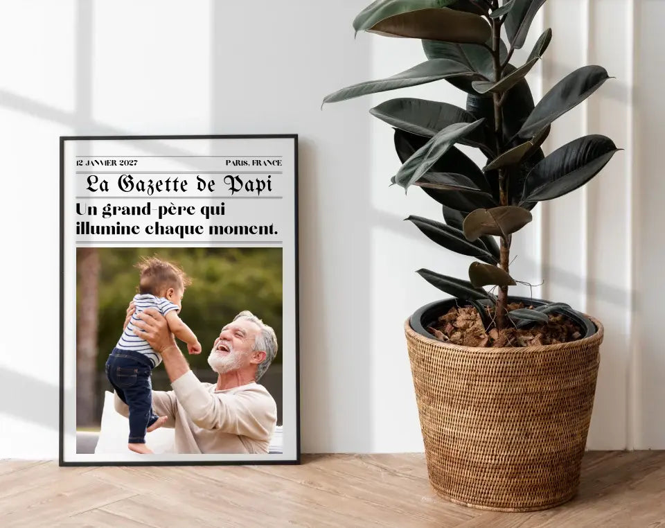 Affiche La Gazette des Grands-pères - Cadeau rétro et personnalisé pour papi FLTMfrance