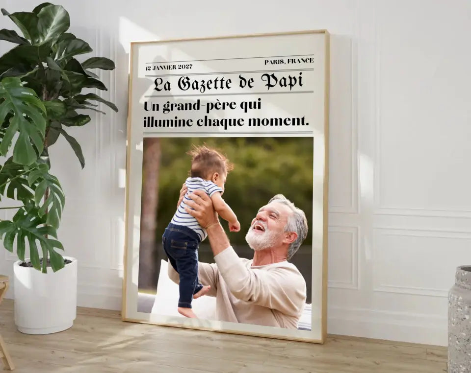 Affiche La Gazette des Grands-pères - Cadeau rétro et personnalisé pour papi FLTMfrance