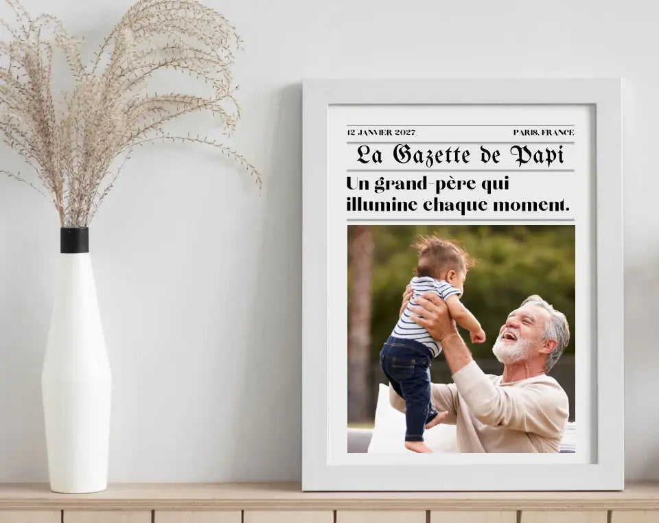 Affiche La Gazette des Grands-pères - Cadeau rétro et personnalisé pour papi FLTMfrance