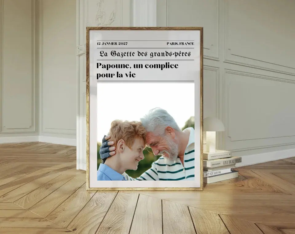 Affiche La Gazette des Grands-pères - Cadeau rétro et personnalisé pour papi FLTMfrance