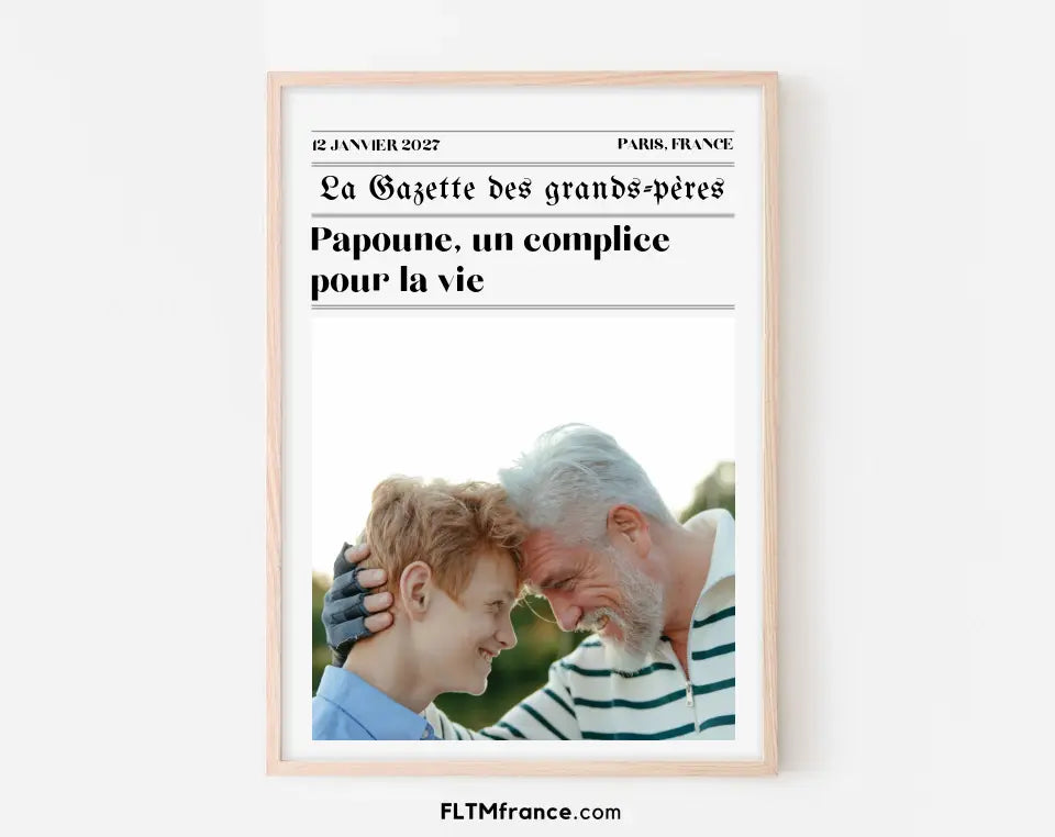 Affiche La Gazette des Grands-pères - Cadeau rétro et personnalisé pour papi FLTMfrance