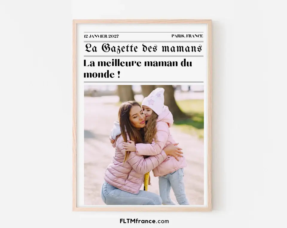 Affiche La Gazette des Mamans - Cadeau rétro et personnalisé pour maman FLTMfrance