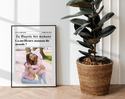 Affiche La Gazette des Mamans - Cadeau rétro et personnalisé pour maman FLTMfrance