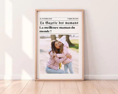 Affiche La Gazette des Mamans - Cadeau rétro et personnalisé pour maman FLTMfrance