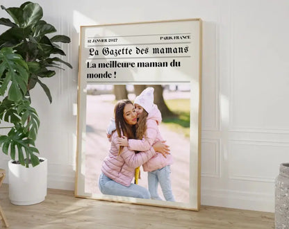 Affiche La Gazette des Mamans - Cadeau rétro et personnalisé pour maman FLTMfrance