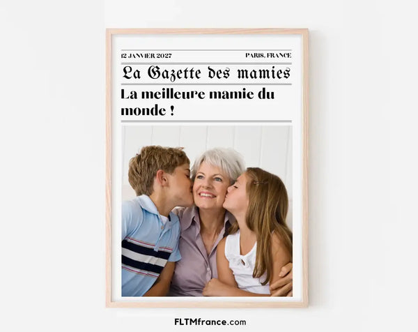 Affiche La Gazette des Mamies - Cadeau rétro et personnalisé pour grand-mère
