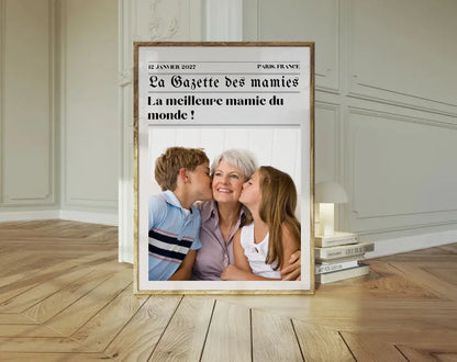 Affiche La Gazette des Mamies - Cadeau rétro et personnalisé pour grand-mère FLTMfrance