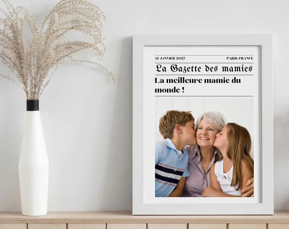 Affiche La Gazette des Mamies - Cadeau rétro et personnalisé pour grand-mère FLTMfrance