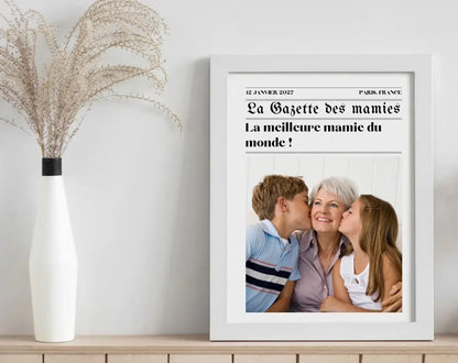 Affiche La Gazette des Mamies - Cadeau rétro et personnalisé pour grand-mère FLTMfrance