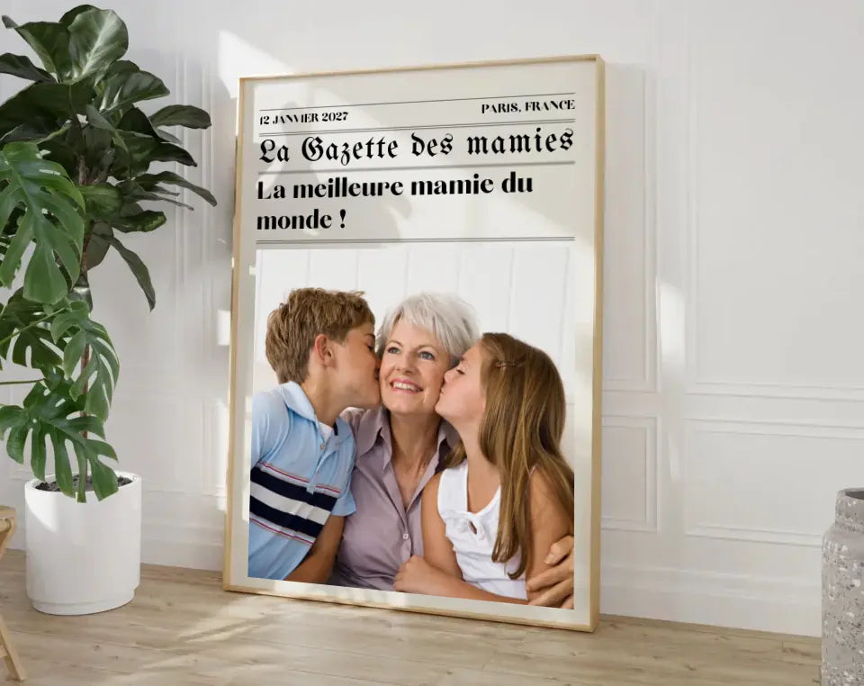 Affiche La Gazette des Mamies - Cadeau rétro et personnalisé pour grand-mère FLTMfrance