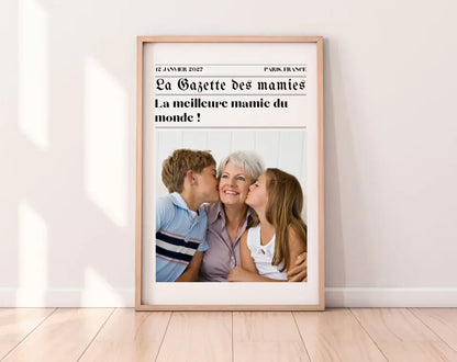 Affiche La Gazette des Mamies - Cadeau rétro et personnalisé pour grand-mère FLTMfrance